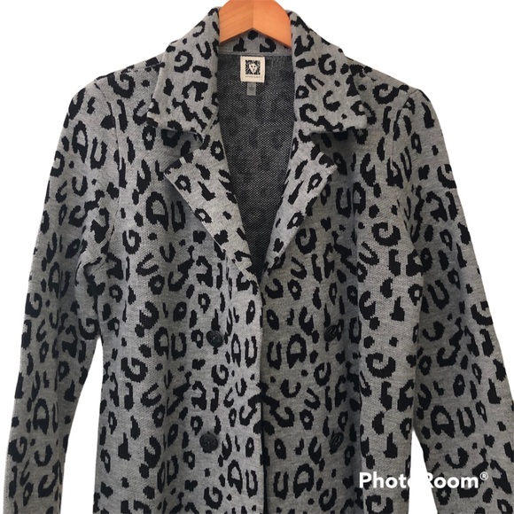 Anne Klein Open Front Animal Print Sweater Jacket - Picture 6 of 12